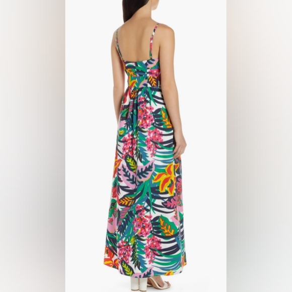 J Crew Multicolor Floral Spaghetti Strap Maxi Dress Size 10 Belt Tie Vacation - Picture 2 of 16